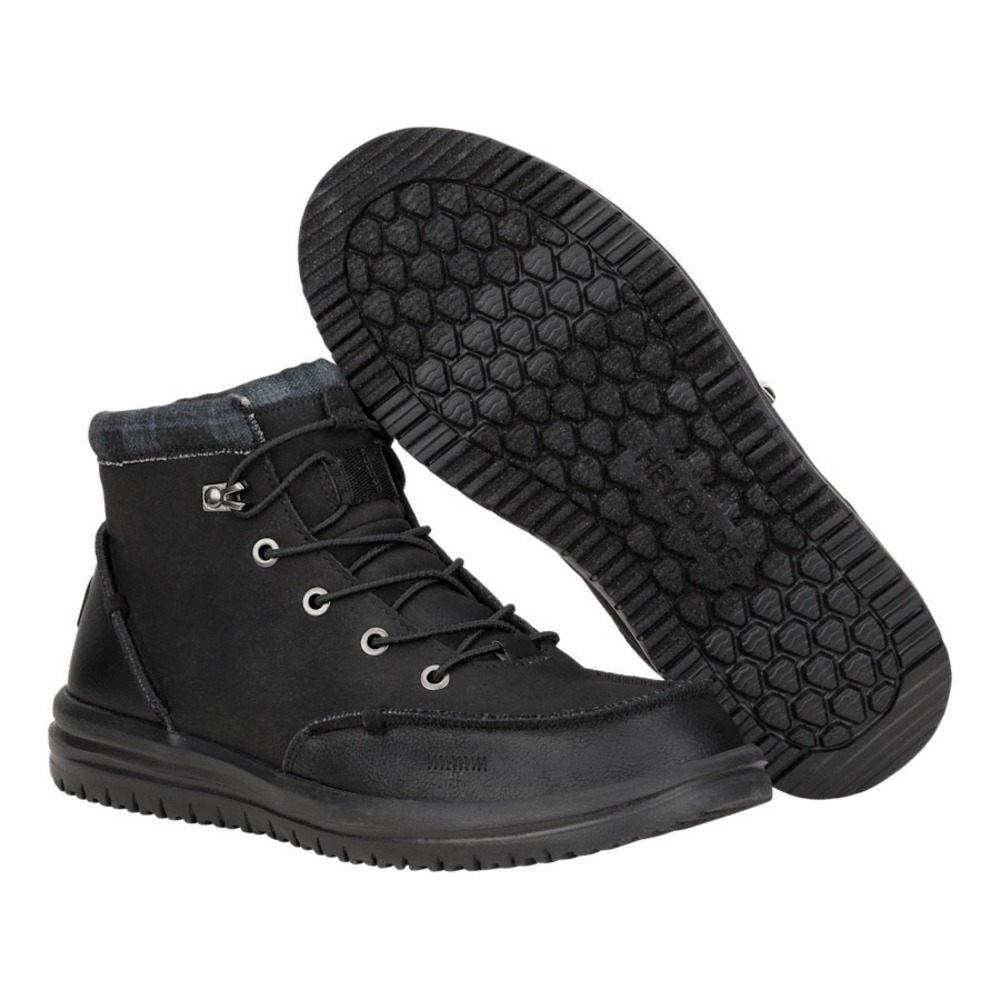 HEY DUDE Bradley Classic Boots Black w/ Plaid Sneaker Men's Size 9 42067-001 NEW - Picture 7 of 10